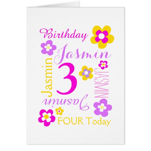 Fleur 3ème anniversaire personnalisé graphique vio (Devant)