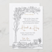 Fleur à Jérusalem Invitations de mariage juif (Devant / Derrière)