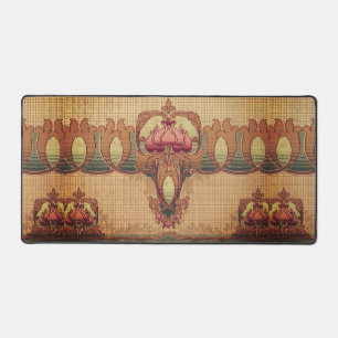 Fleur abstraite Art nouveau bordeaux rouge vert