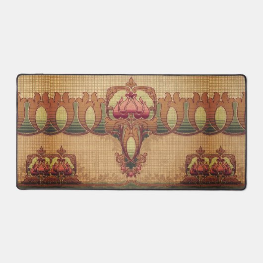 Fleur abstraite Art nouveau bordeaux rouge vert (Recto)