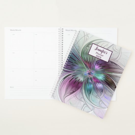 Fleur Abstraite colorée Fractale Nom (Devant avec enveloppe)