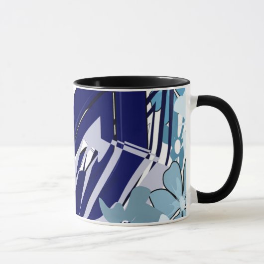 Fleur abstraite de grille bleue — Tasse abstraite (Droite)