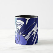 Fleur abstraite de grille bleue — Tasse abstraite (Centre)
