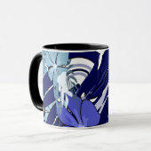 Fleur abstraite de grille bleue — Tasse abstraite (Devant gauche)