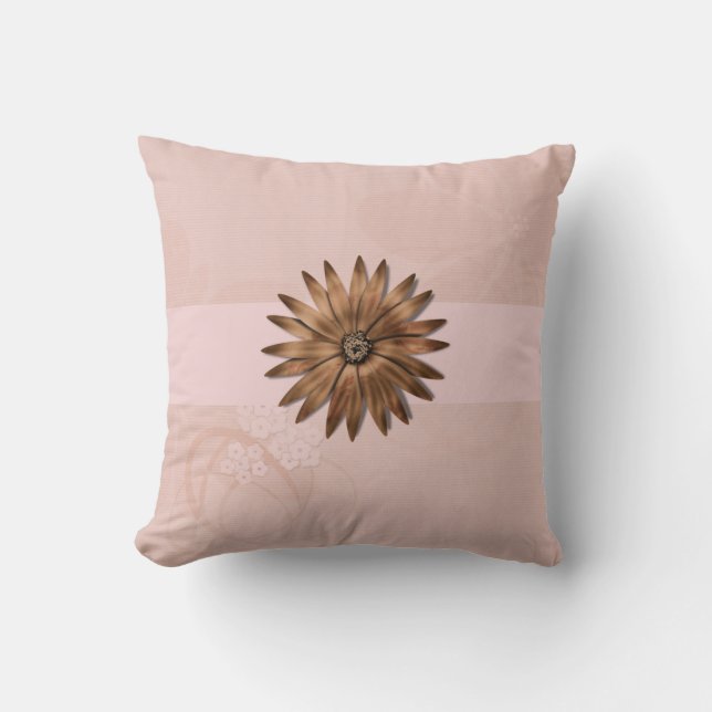 Fleur Abstraite délicate sur oreiller rose pâle (Recto)