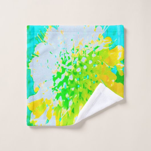 Fleur Abstraite en Pingouin Jaune et Vert (Gant de toilette)