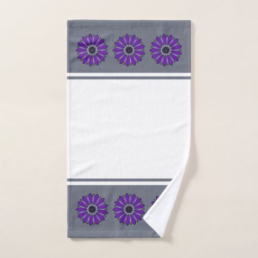 Fleur Abstraite gris et violet (Serviette à main)