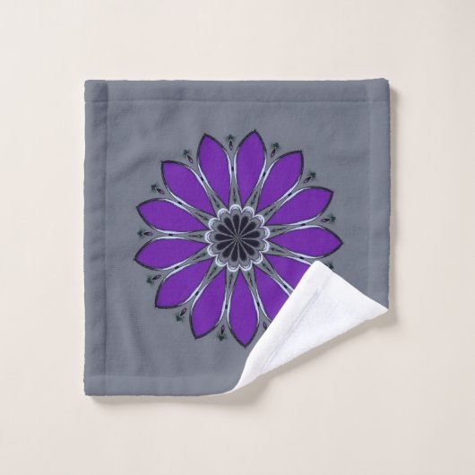 Fleur Abstraite gris et violet (Gant de toilette)