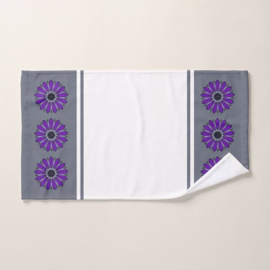 Fleur Abstraite gris et violet (Serviette à main)