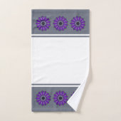 Fleur abstraite grise et violette (Serviette à main)