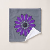 Fleur abstraite grise et violette (Gant de toilette)