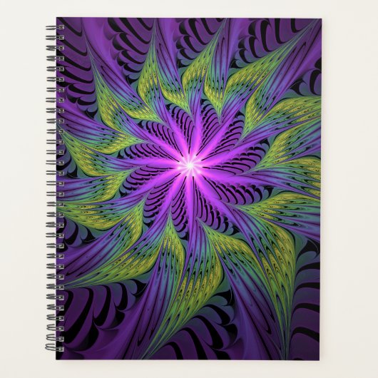 Fleur Abstraite Moderne de Fractale Violette Verte (Devant)