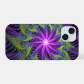 Fleur Abstraite Moderne Fractale Art Violet Vert (Verso Horizontal)