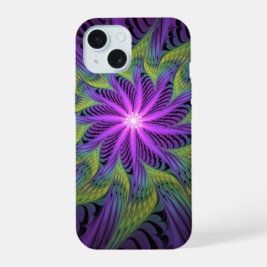 Fleur Abstraite Moderne Fractale Art Violet Vert (Verso)