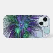 Fleur Abstraite Moderne Fractale Verte Violette (Verso Horizontal)