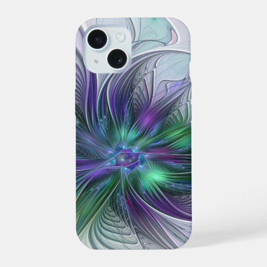 Fleur Abstraite Moderne Fractale Verte Violette (Verso)