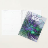 Fleur Abstraite Moderne Fractale Violette Verte No (Devant avec enveloppe)