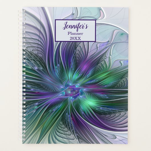Fleur Abstraite Moderne Fractale Violette Verte No (Devant)