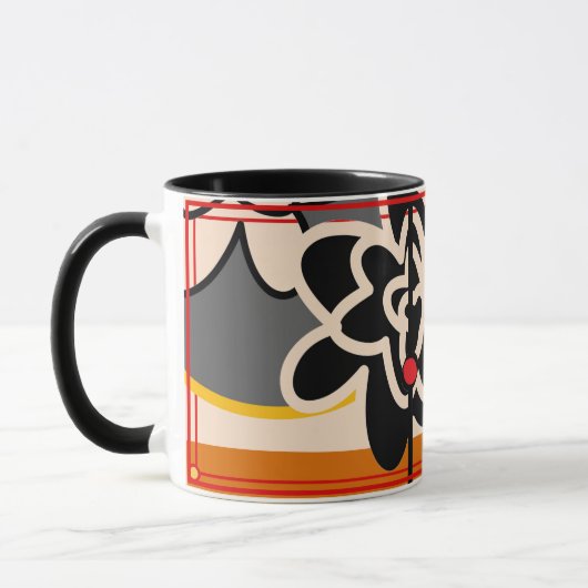 fleur amicale grosse tasse de café jaune rouge (Gauche)