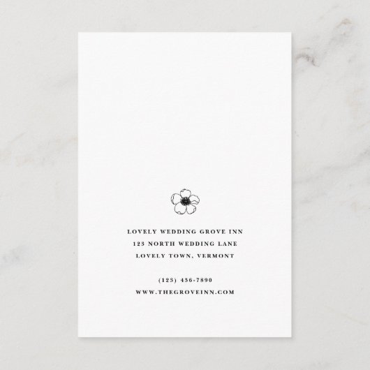 Fleur Anémonique Blanche Réception Invitation (Dos)