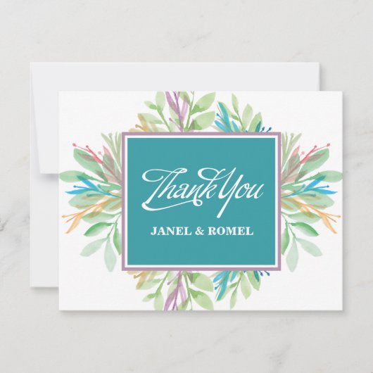 Fleur aquarelle 4 - Carte de remerciements (Devant)