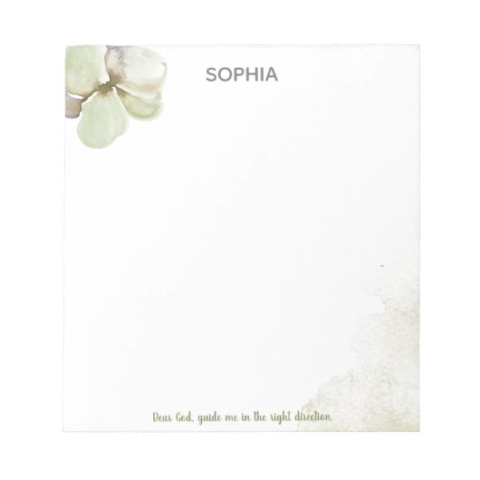 Fleur aquarelle Cher Dieu me guide Bloc-notes (Devant)