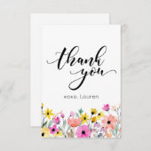 Fleur aquarelle printemps Merci à plat (Devant / Derrière)