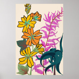 Fleur Art Déco vibrante magenta et orange