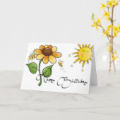 Fleur avec abeilles Bonne carte d'anniversaire (Fleur jaune)