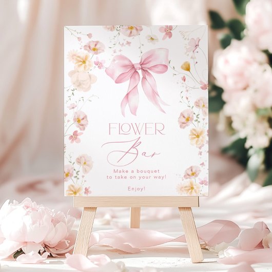 Fleur Bar Ruban Rose Fleur Bar Affiche