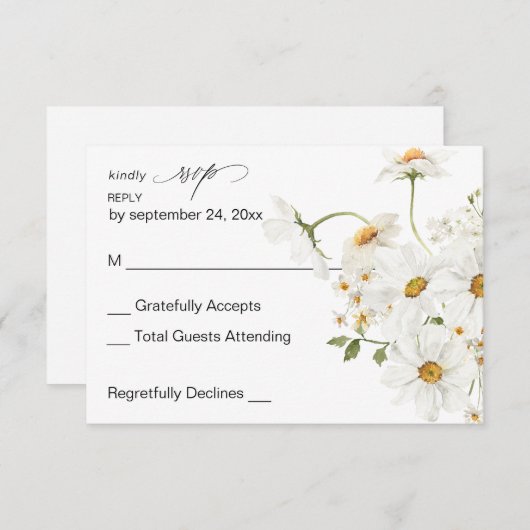 Fleur blanc marron no Repas RSVP 4 (Devant / Derrière)