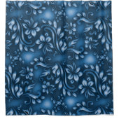 Fleur blanche avec rideau de douche bleu arrière - (Devant)