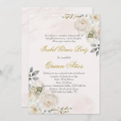 Fleur blanche beige coing invitation en espagnol (Devant / Derrière)