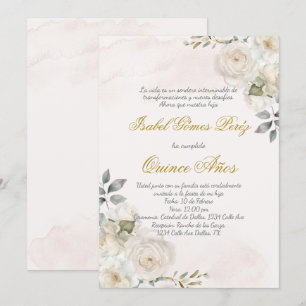 Fleur blanche beige coing invitation en espagnol