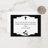 Fleur blanche Croix noire Merci Cartes (Devant/Arrière en situation)
