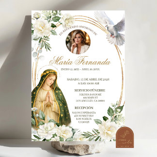 Fleur Blanche Dame de Guadalupe Invitation Funérai
