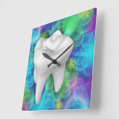 Fleur blanche Design Dentiste Horloge murale (Angle)