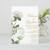 Fleur blanche Elégant mariage Invitation en espagn (Debout devant)