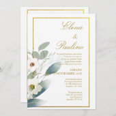 Fleur blanche Elégant mariage Invitation en espagn (Devant / Derrière)