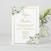 Fleur blanche Elégant mariage Invitation en espagn (Debout devant)