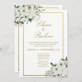 Fleur blanche Elégant mariage Invitation en espagn (Devant / Derrière)