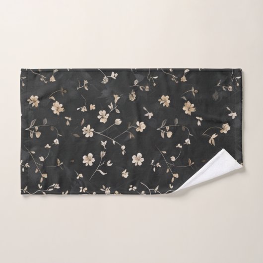 Fleur blanche élégante sur noir (Serviette à main)