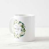 Fleur blanche et Mug de mariage vert - Mme. (Devant gauche)