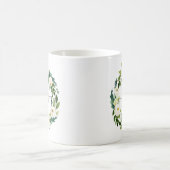 Fleur blanche et Mug de mariage vert - Mme. (Centre)