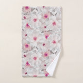 Fleur blanche et rose délicate (Serviette à main)