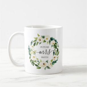 Fleur blanche et tasse verte de noce - Mme