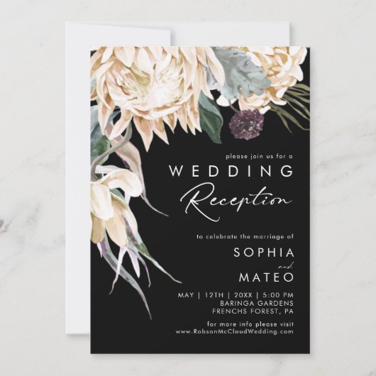 Fleur blanche | Faire-part de réception de mariage (Devant)