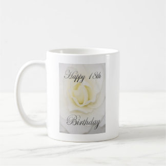 Fleur blanche Joyeuse 18ème Anniversaire Mug