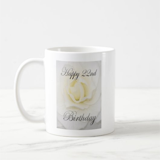 Fleur blanche Joyeuse 22ème Anniversaire Mug (Gauche)