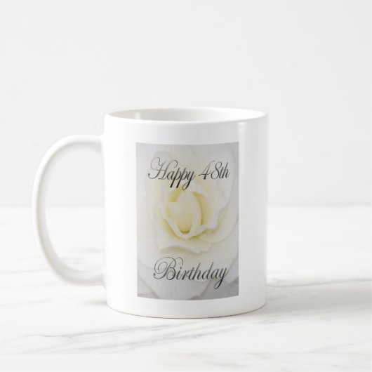 Fleur blanche Joyeuse 48ème Anniversaire Mug (Gauche)